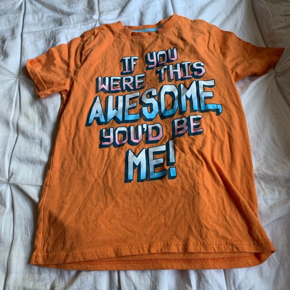 Boy orange t-shirt with writing
